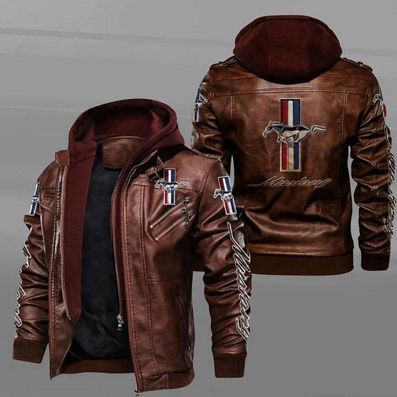 Herren PU-Lederjacke im Retro Racing Style – Winddicht, Warm & Markant im Mustang-Look