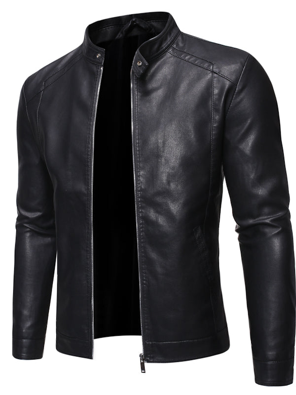 Herren Slim Fit Lederjacke – Klassischer Biker-Look mit Stehkragen | Elegant, Modern & Zeitlos
