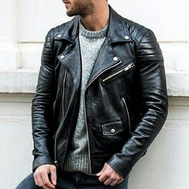 Herren PU-Lederjacke im Biker-Style – Klassisch, Stark & Zeitlos Elegant
