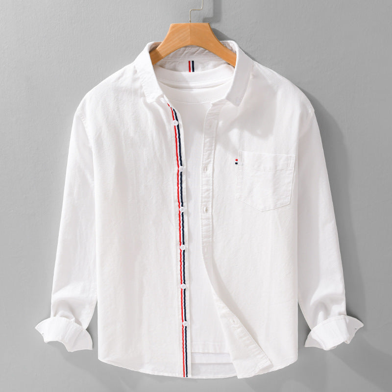 Herren Oxford-Hemd – Weiß, Elegant & Atmungsaktiv | Klassisches Langarmhemd mit Streifendetail