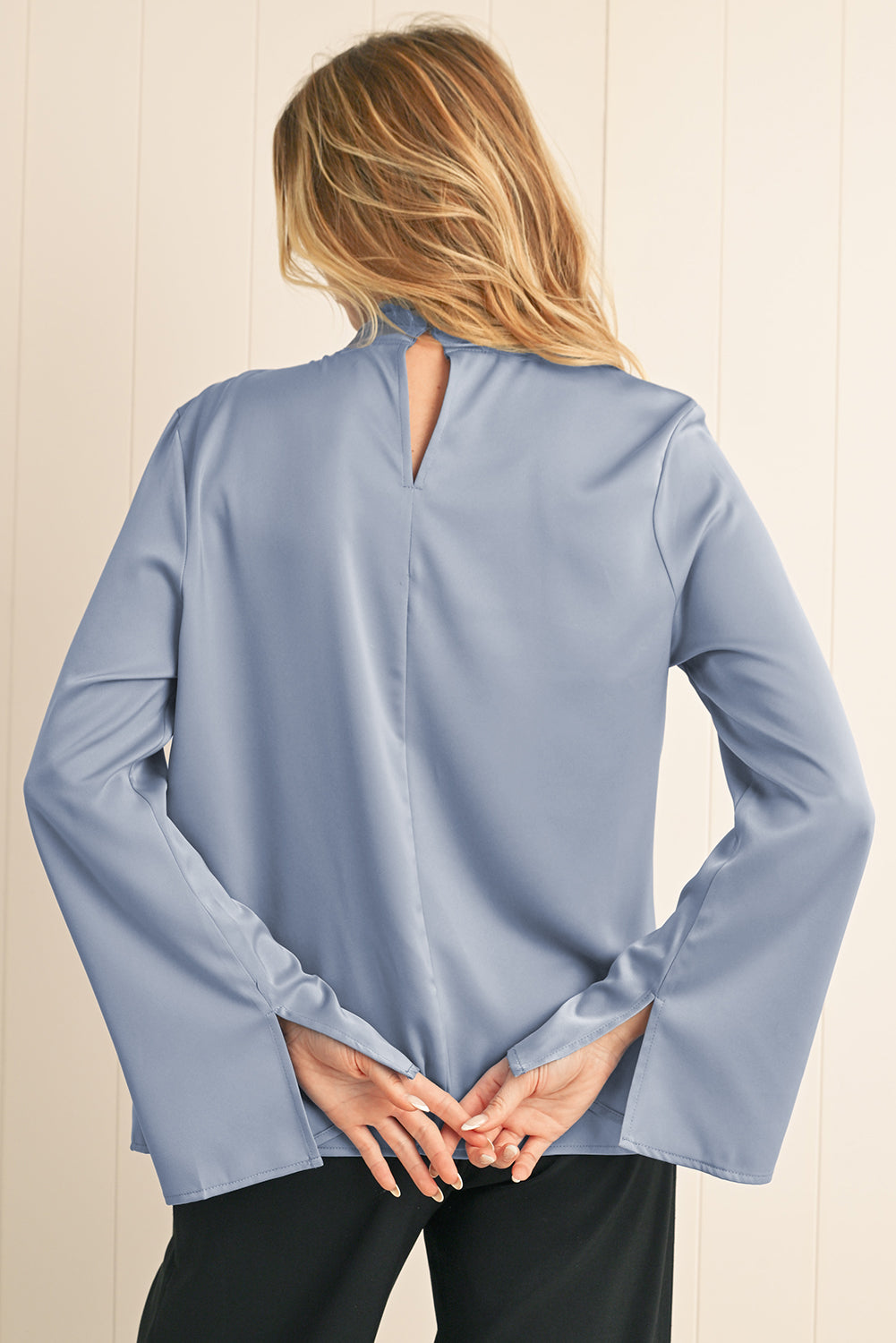 Ivy Asymmetric Turtleneck Elegant Satin Blouse