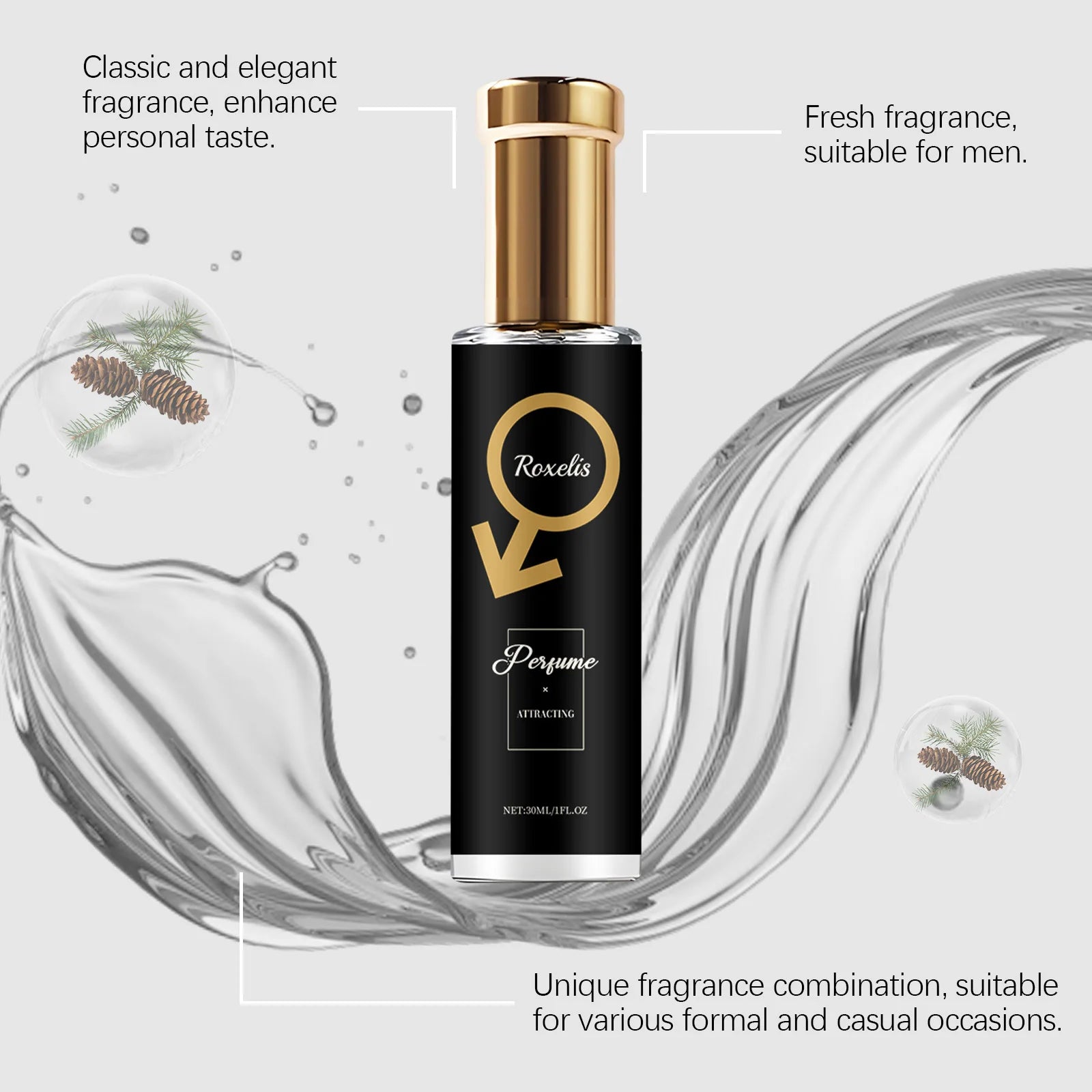 Hanetes Select „Roxelis Cedar Charm“ – Pheromon Eau de Parfum für Herren (30 ml, holzig & elegant)