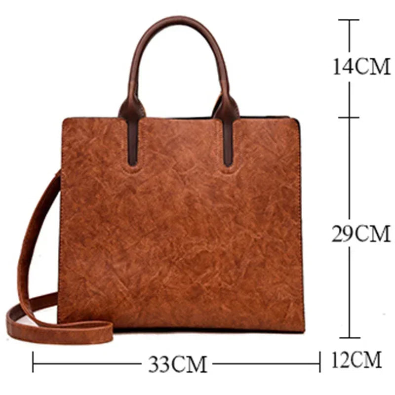 Hanetes Select „Vintage Luxe Tote“ – Hochwertige Damen Handtasche aus Oil Skin Leder – Klassischer Retro-Stil mit moderner Eleganz