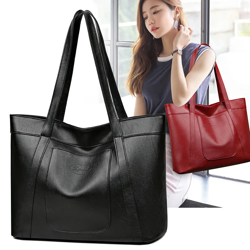 Hanetes Select „Elegant Tote Bag“ – Klassische Damen Schultertasche aus weichem PU-Leder – Leicht, geräumig & stilvoll für Alltag & Business