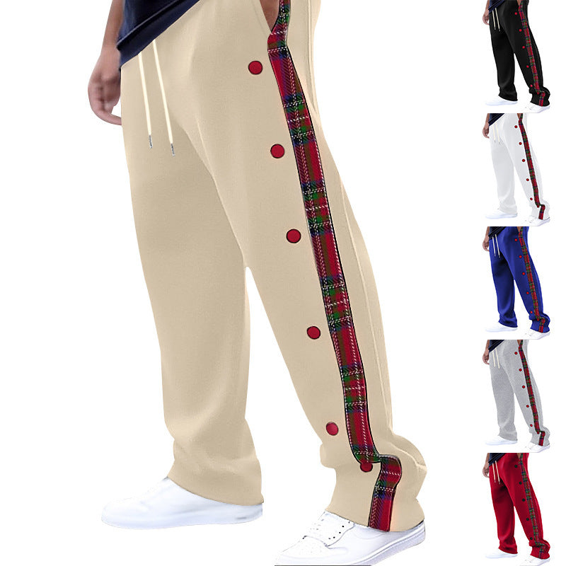 Herren Freizeithose mit Karodetail – Stylisch, Bequem & Modern | Mit Druckknöpfen & Kordelzug