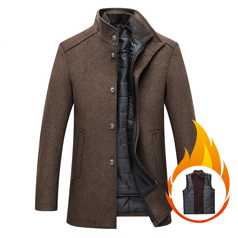 Herren Wollmantel – Klassische Eleganz mit Stehkragen & moderner Passform