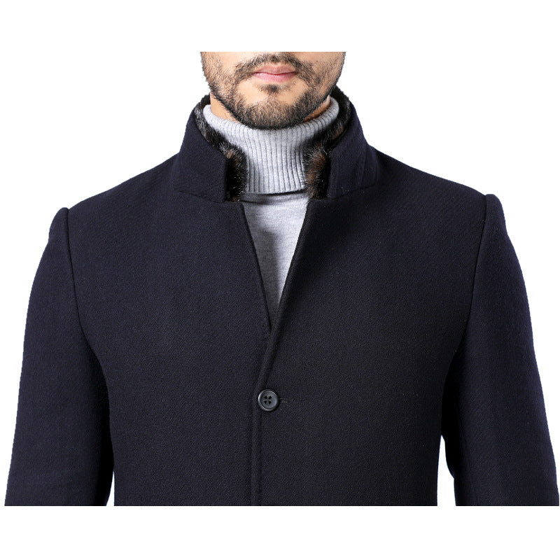 Herren Wintermantel – Zeitlose Eleganz mit Stehkragen & Wollanteil