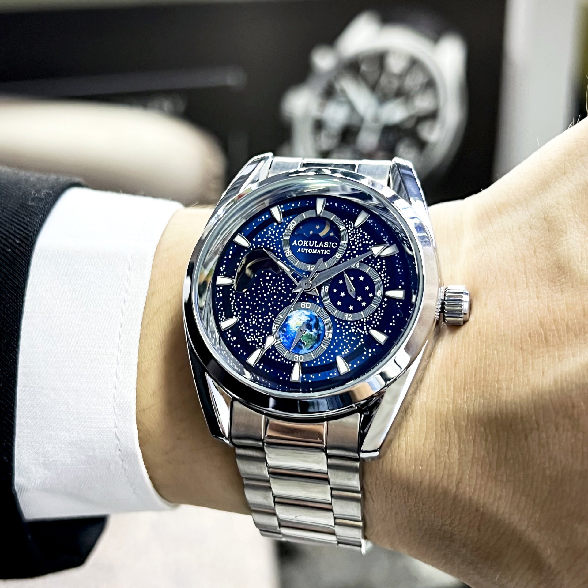 Hanetes Select ChronoBlue – Herren-Automatik-Uhr mit Edelstahlarmband & tiefblauem Zifferblatt
