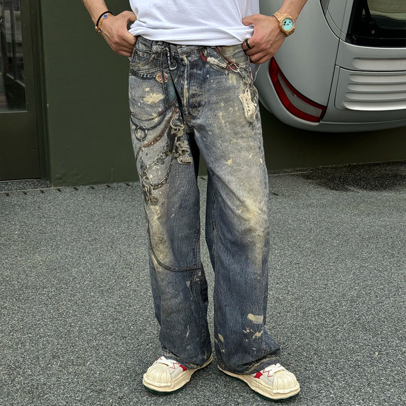 Herren 3D Streetwear Jeans – Vintage-Denim mit Visual Print & Urban Flair | Unisex, Lässig & Ausdrucksstark