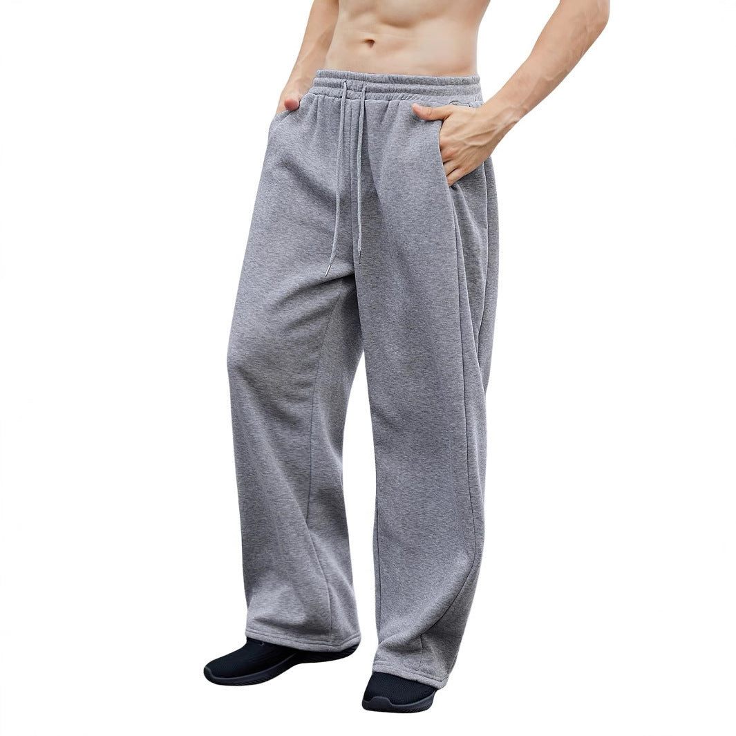 Herren Freizeithose – Grau, Locker & Komfortabel | Weite Trainingshose mit Kordelzug