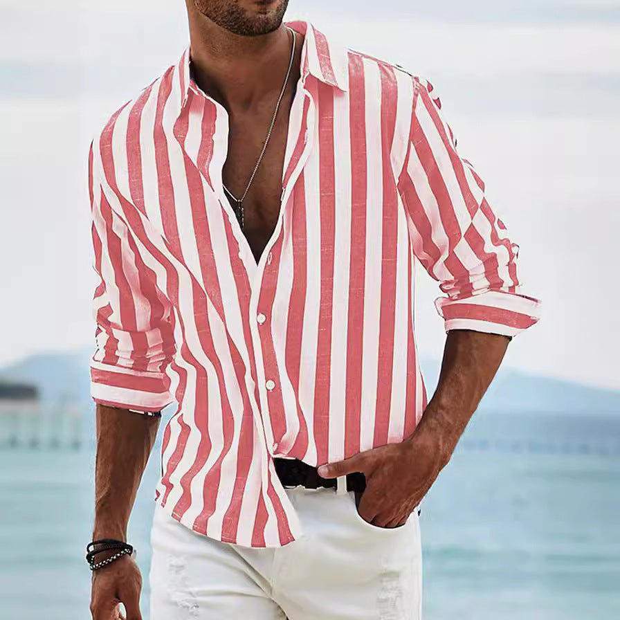 Herren Streifenhemd ? Rot-Weiß, Leicht & Sommerlich Elegant | Perfekt für Freizeit & Strand