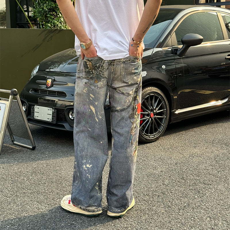 Herren 3D Streetwear Jeans – Vintage-Denim mit Visual Print & Urban Flair | Unisex, Lässig & Ausdrucksstark