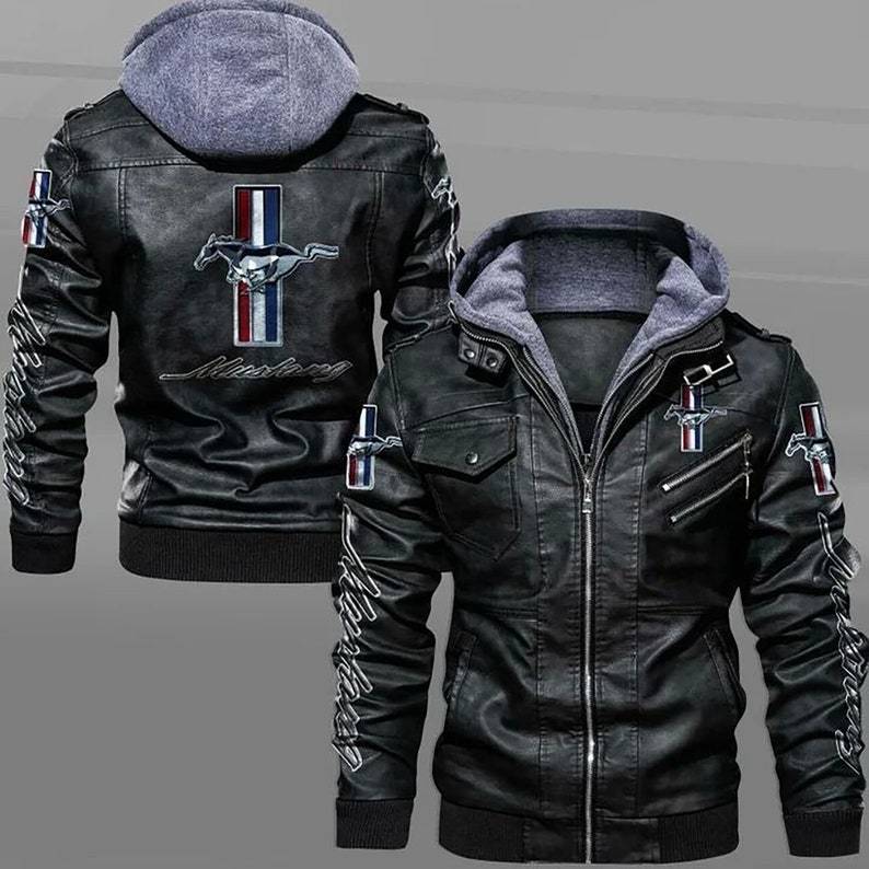 Herren PU-Lederjacke im Retro Racing Style – Winddicht, Warm & Markant im Mustang-Look